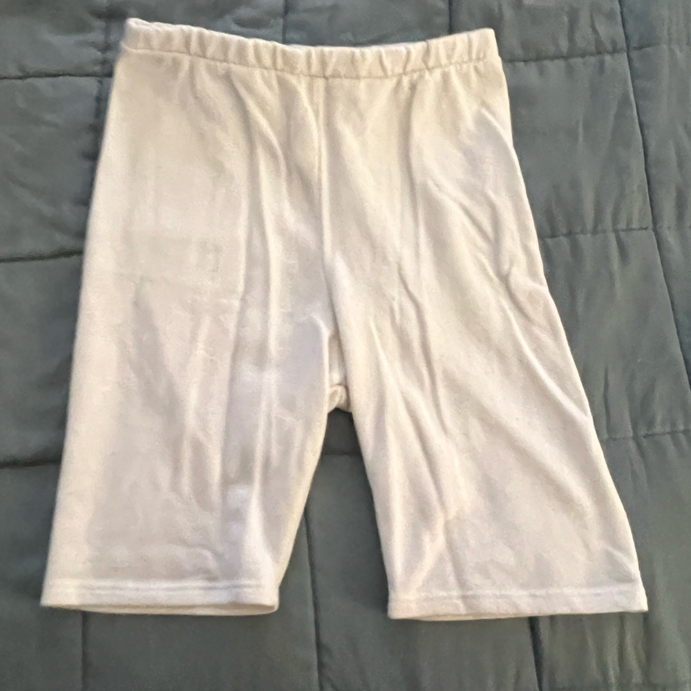 White biker shorts! Polyester & cotton. Size small! From a local boutique